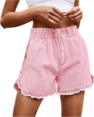 Loose Fit for Women Fall Summer Denim Western High Cut Tie Knot Straight Leg Basic Pants Shorts Jeans Women 2025