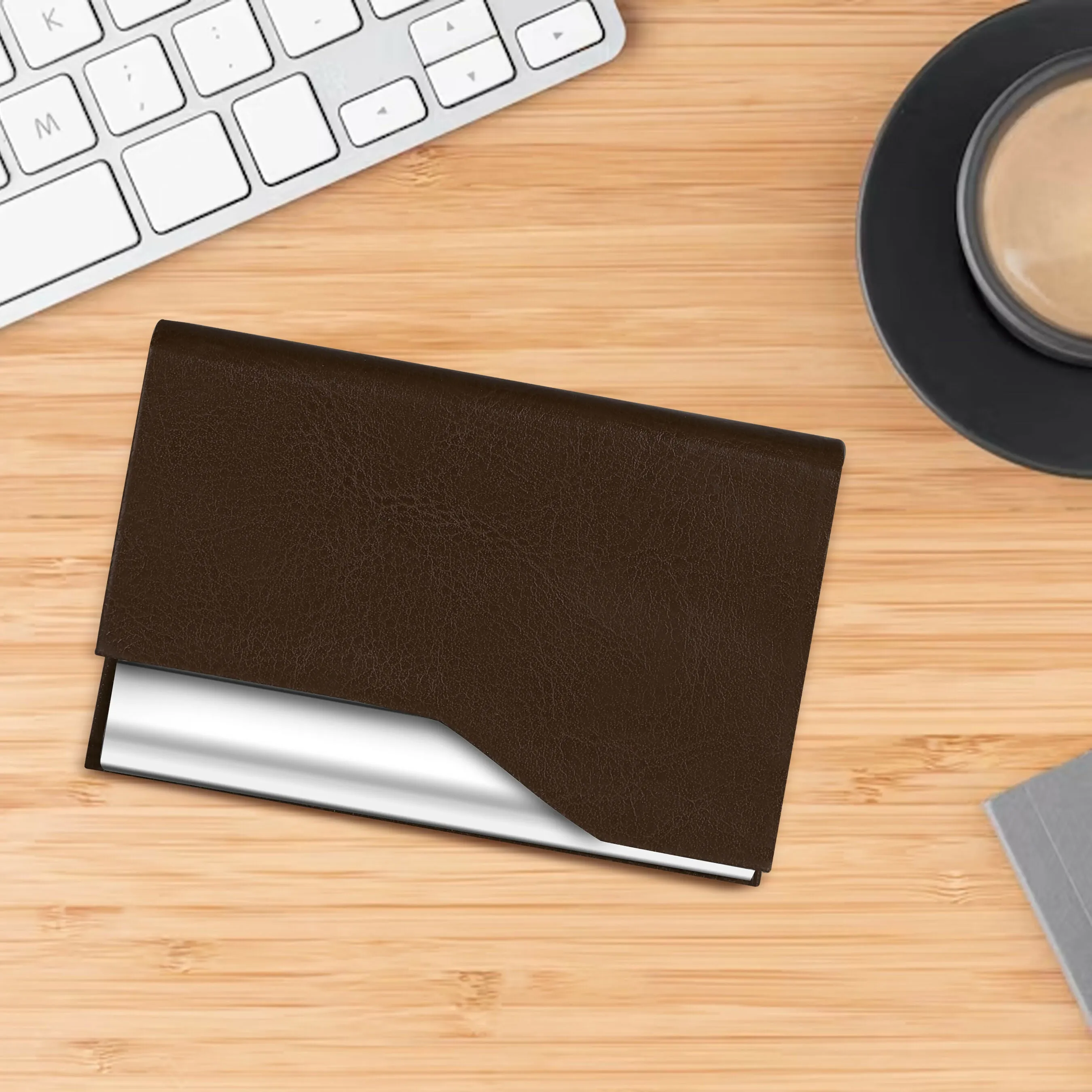 LOREM Small Pocket-Sized Metal ID & Card Holder Wallet with Magnetic Closure