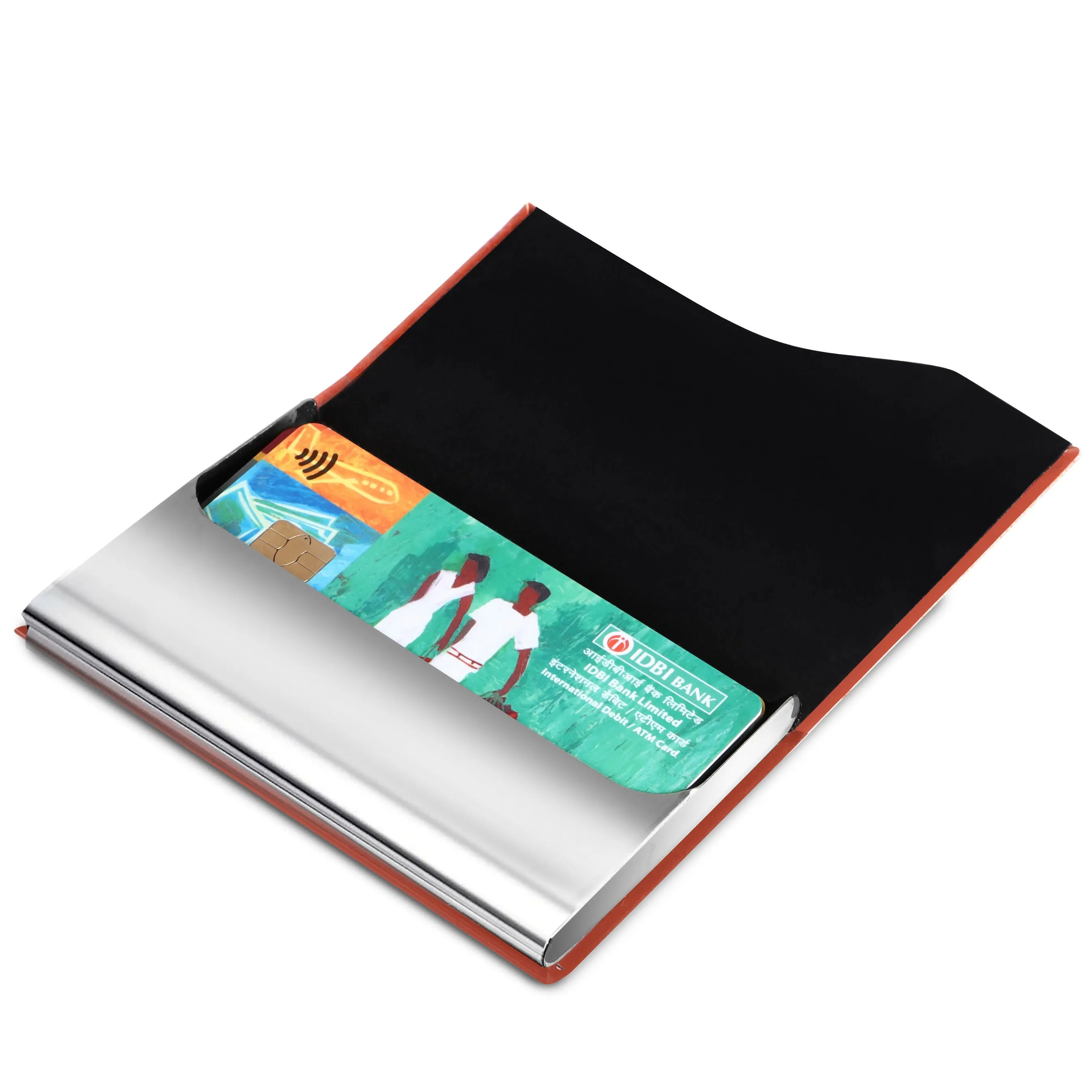 LOREM Tan Compact Metal ID & Card Holder with Magnetic Closure Wallets – WL610