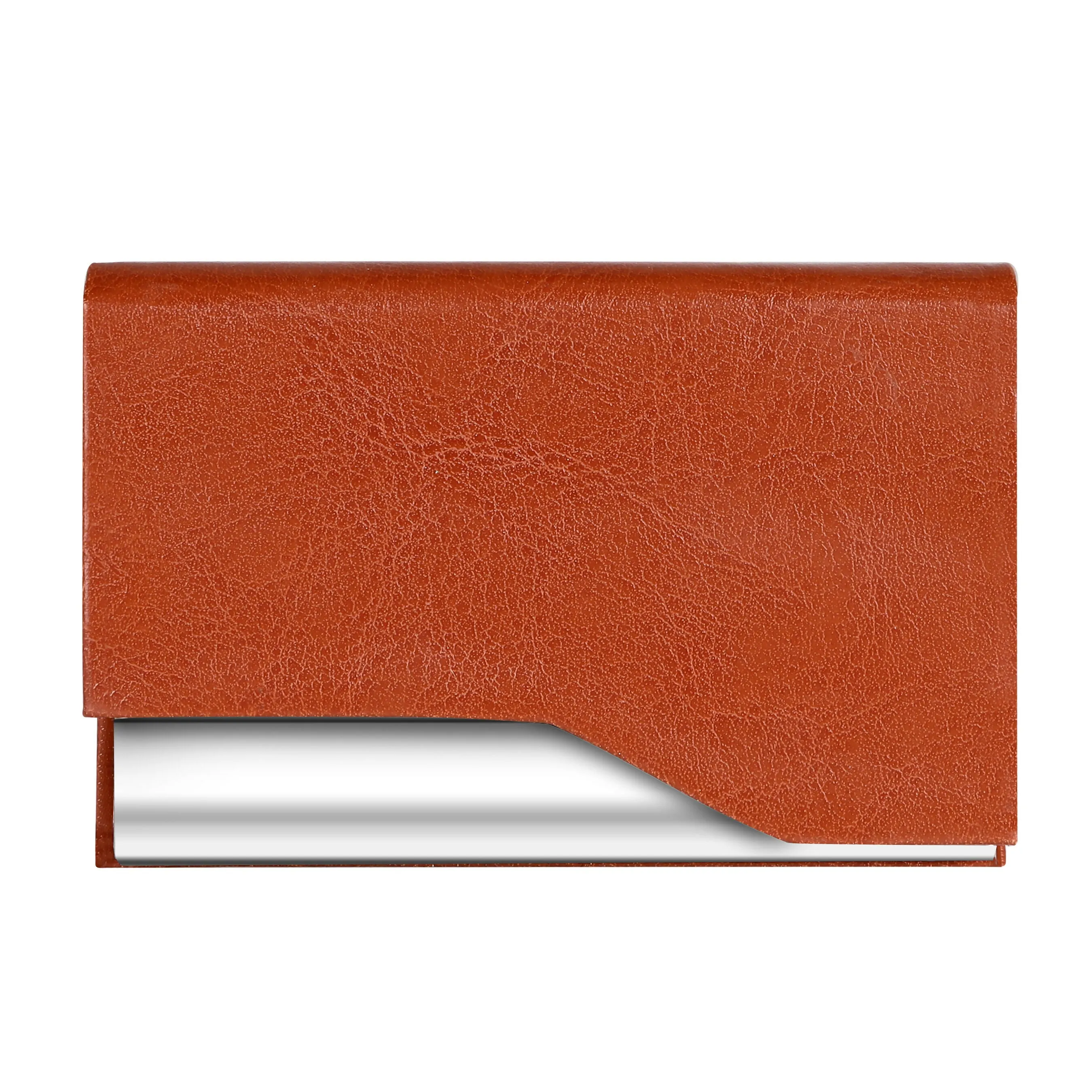 LOREM Tan Compact Metal ID & Card Holder with Magnetic Closure Wallets – WL610