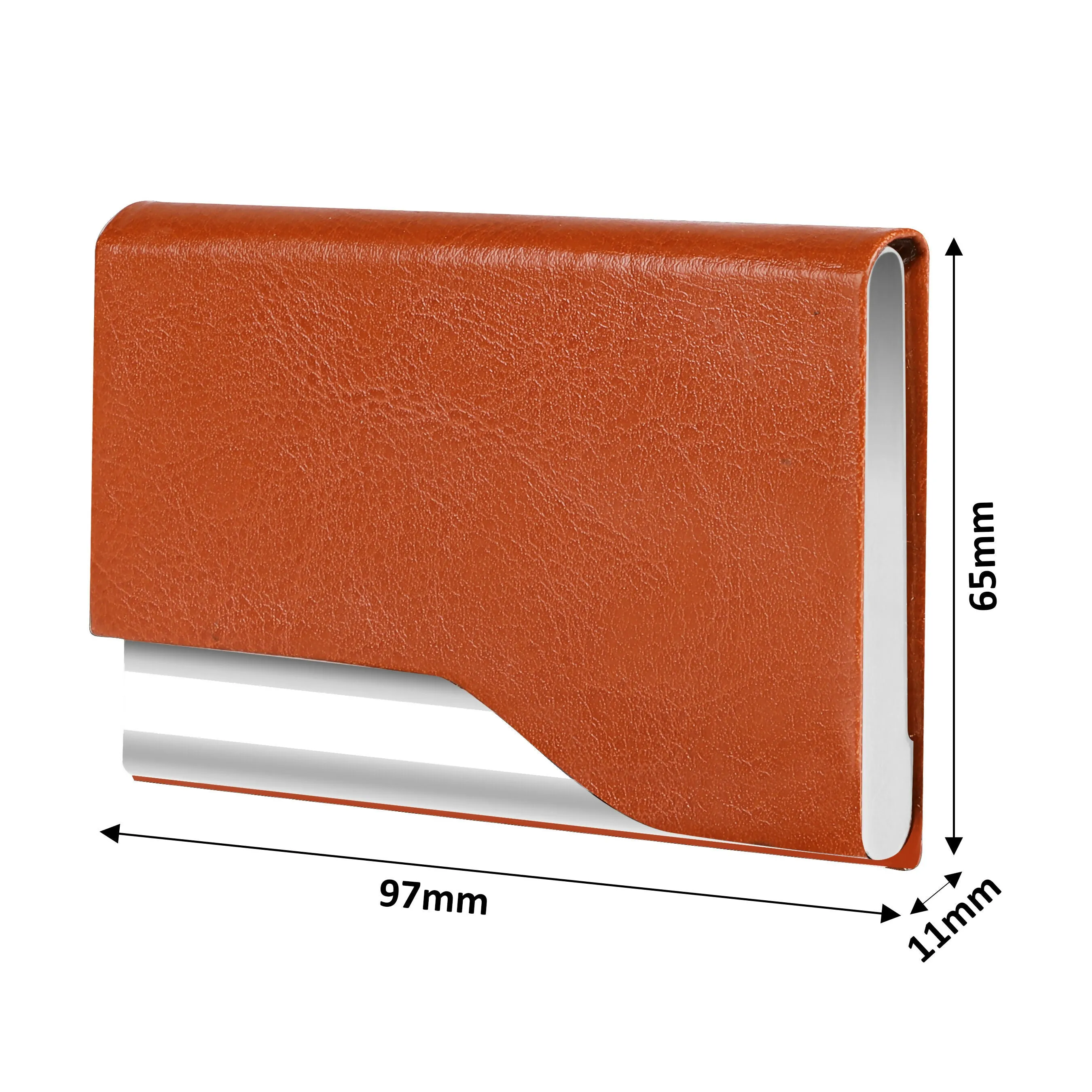 LOREM Tan Compact Metal ID & Card Holder with Magnetic Closure Wallets – WL610