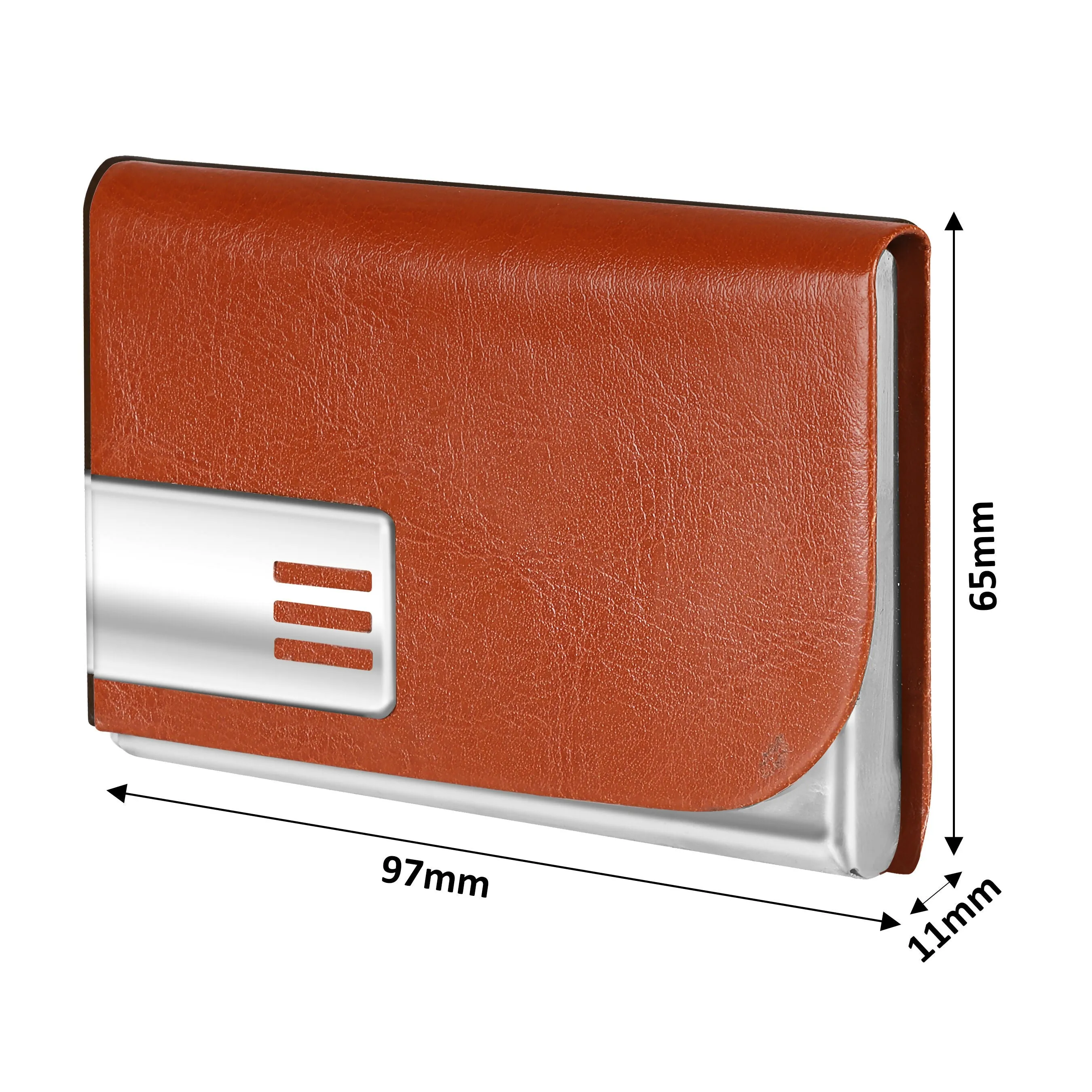 LOREM WL607 – Tan Metal Card Holder Wallet | Compact, Stylish & Secure with Magnetic Closure