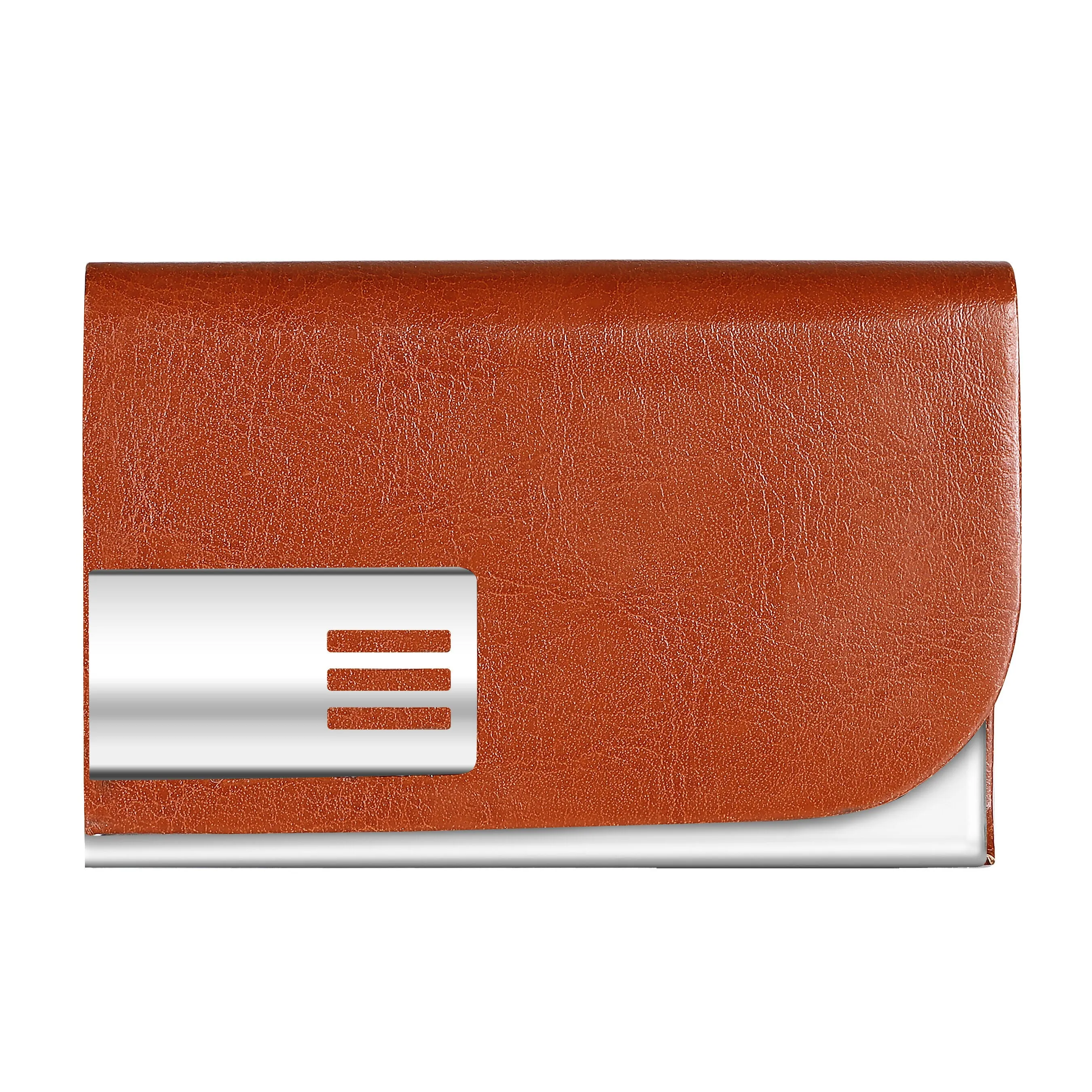 LOREM WL607 – Tan Metal Card Holder Wallet | Compact, Stylish & Secure with Magnetic Closure