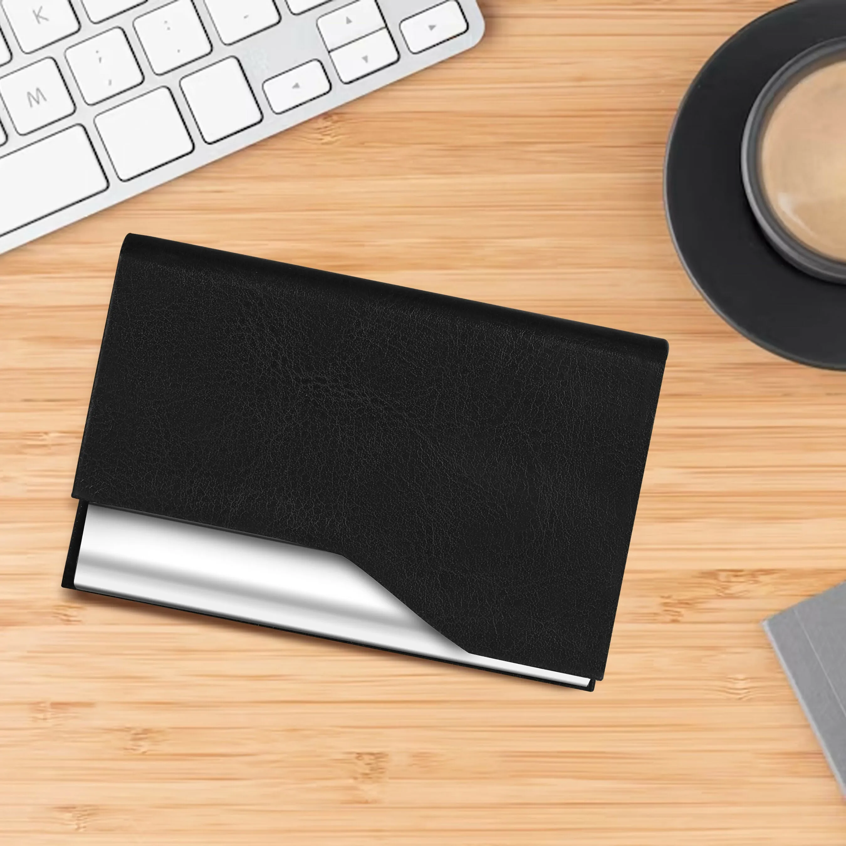 LOREM WL608 – Sleek Black Metal Card Holder Wallet | Compact, Stylish & Secure with Magnetic Closure
