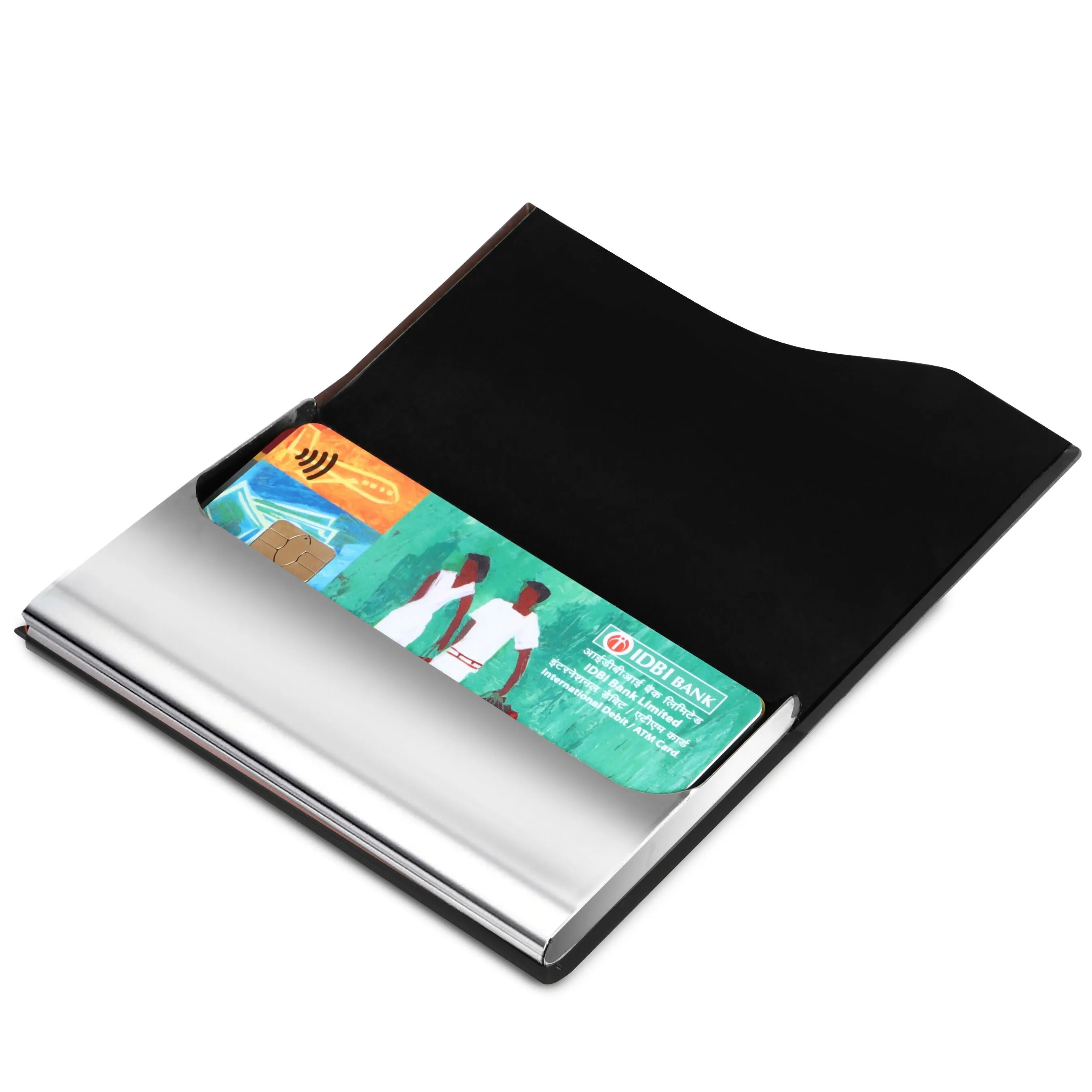 LOREM WL608 – Sleek Black Metal Card Holder Wallet | Compact, Stylish & Secure with Magnetic Closure