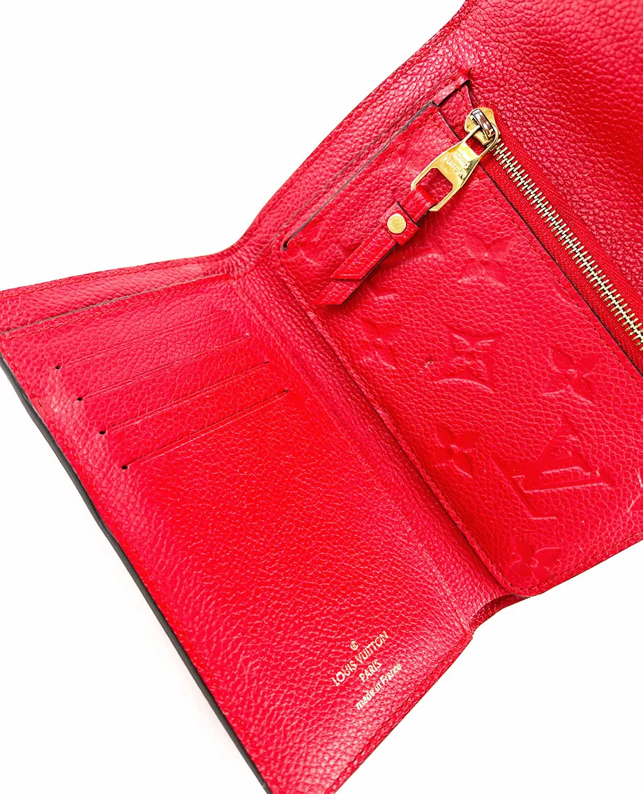 Louis Vuitton Empreinte Leather Curieuse Compact Wallet Red