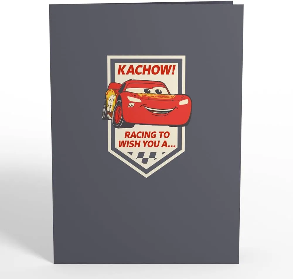 Lovepop Happy Birthday Pop-Up Card for Her and Him- 3D Disney Birthday Greeting Cards for Boys, Girls, Men, Women - Cars Kachow - 5" x 7" Lightning McQueen Card - Blank Note Card & Envelope Included