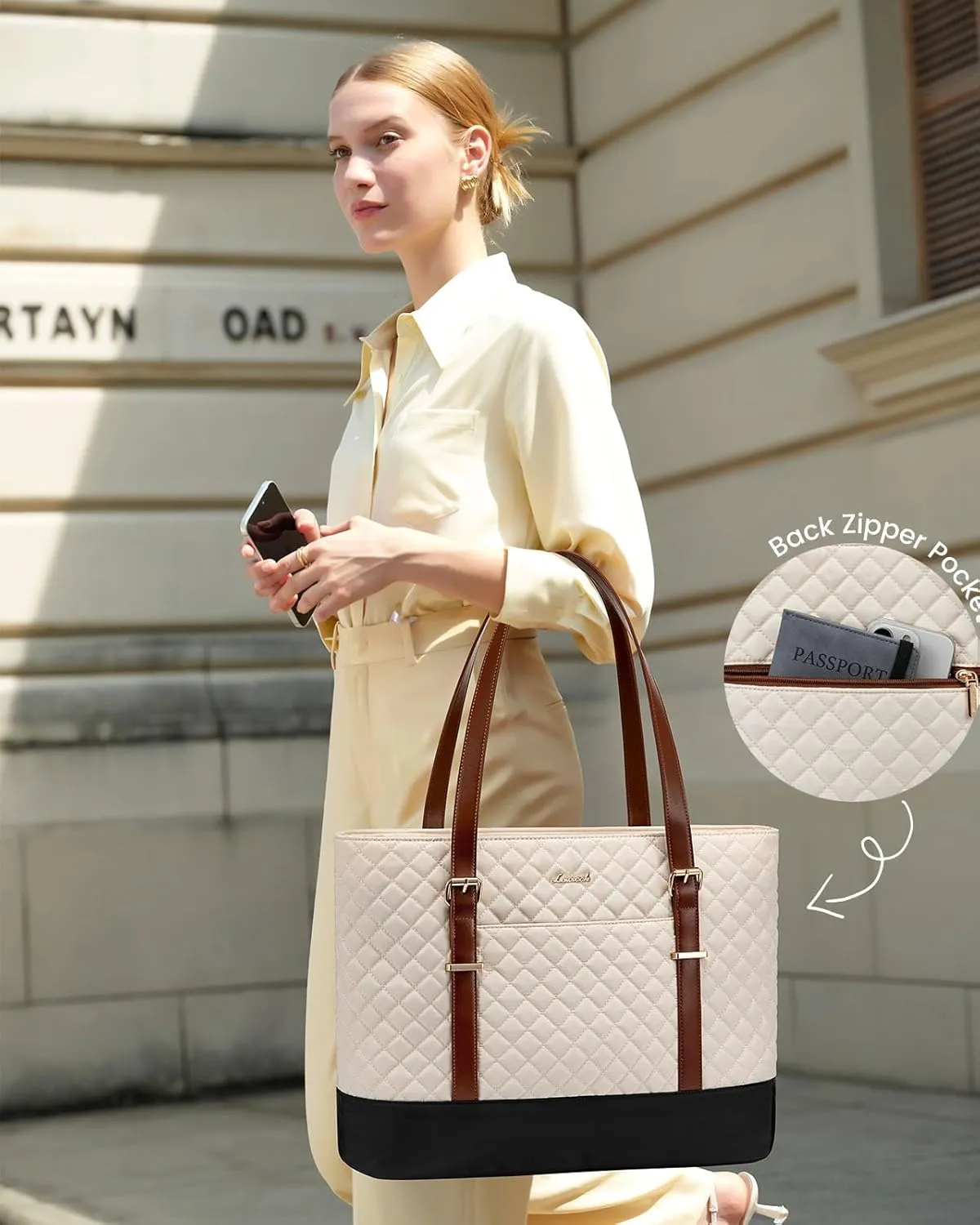 LOVEVOOK Laptop Bag for Women, 15.6 Inch Work Tote Computer Bag With Large Cup Holder, Lightweight Large Laptop Briefcase for Travel, Bussiness, Teacher