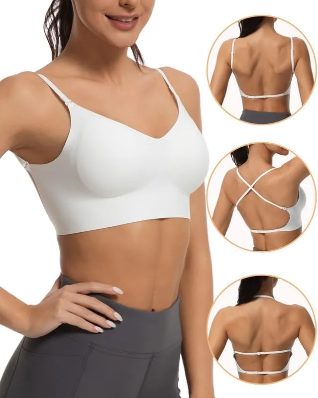 Low Back Push Up Bra Seamless Wirefree Comfort Padded Bralette Backless Convertible Support Bras