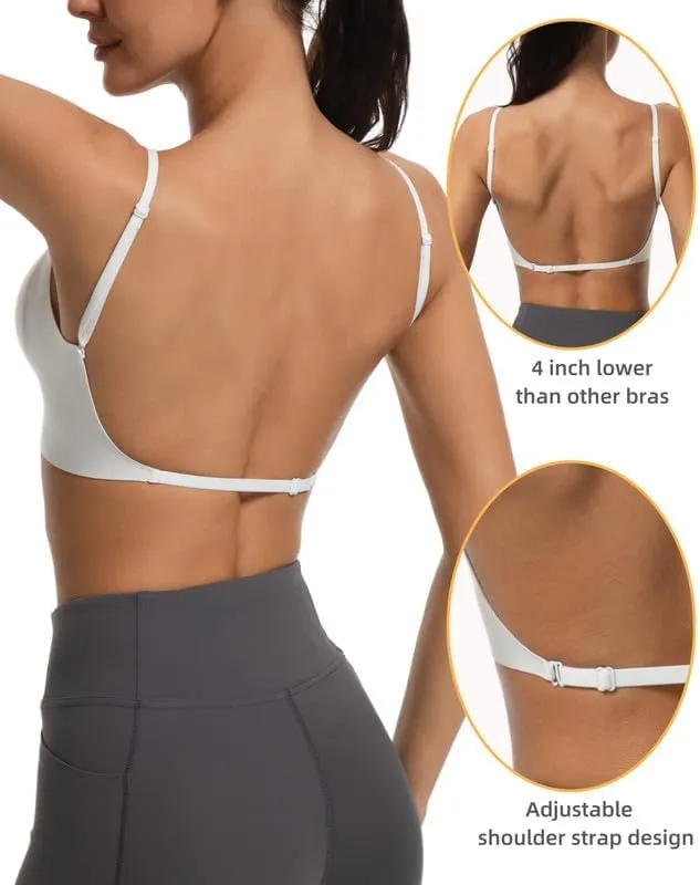 Low Back Push Up Bra Seamless Wirefree Comfort Padded Bralette Backless Convertible Support Bras