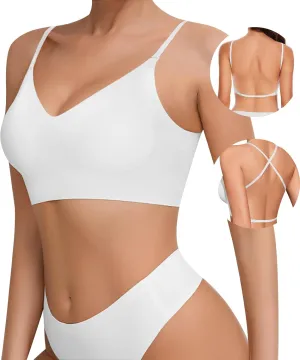 Low Back Seamless Bras Backless Wireless Multiway Convertible Halter Spaghetti Strap Padded Lifting Bralette