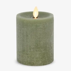 Luminara - Flameless LED Battery Operated Flickering Pillar Candles - Loden Green - Pack of 1-3x4.5 - Realistic Moving Flame Real Wax Indoor/Outdoor