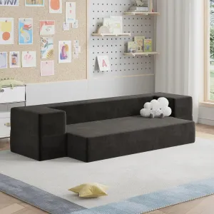Luoxiao Folding Sofa Bed 2-in-1 Convertible Twin Sleeper Sofa Futon with 2 Pillows - Floor Couch & Bed Mattress for Apartments, College Dorms, Guest Room, Living Room, Dark Grey
