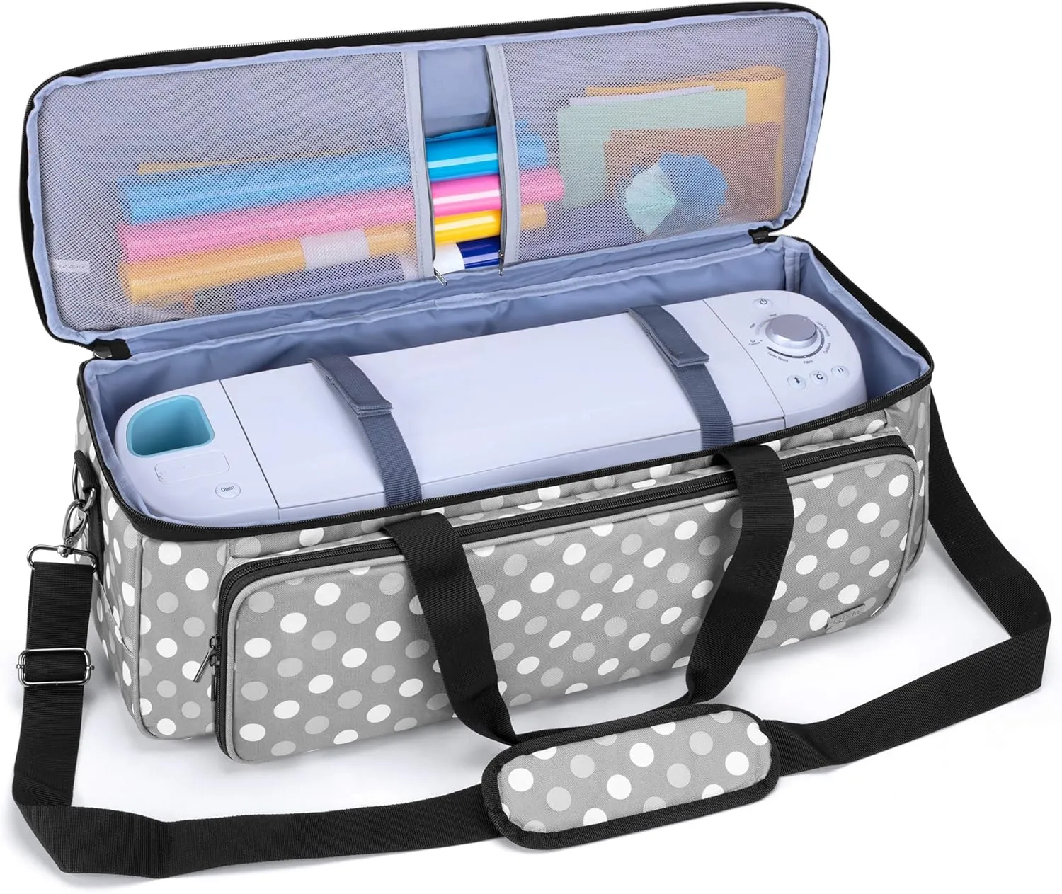 LUXJA Carrying Bag Compatible with Cricut Die-Cutting Machine and Supplies, Tote Bag Compatible with Cricut Explore Air (Air2) and Maker (Bag Only, Patent Design), Gray Dots