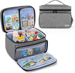 LUXJA Carrying Case Compatible with Little Tikes Story Dream Machine, Storage Bag with Detachable Clear Pockets Fits Little Tikes Story Dream Machine Books, Gray