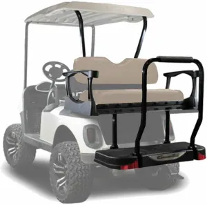 MadJax Genesis 300 Aluminum Golf Cart Rear Flip Seat Kit for EZGO RXV | Compatible with 2008-Up Models (Standard Cushions, Sandstone)