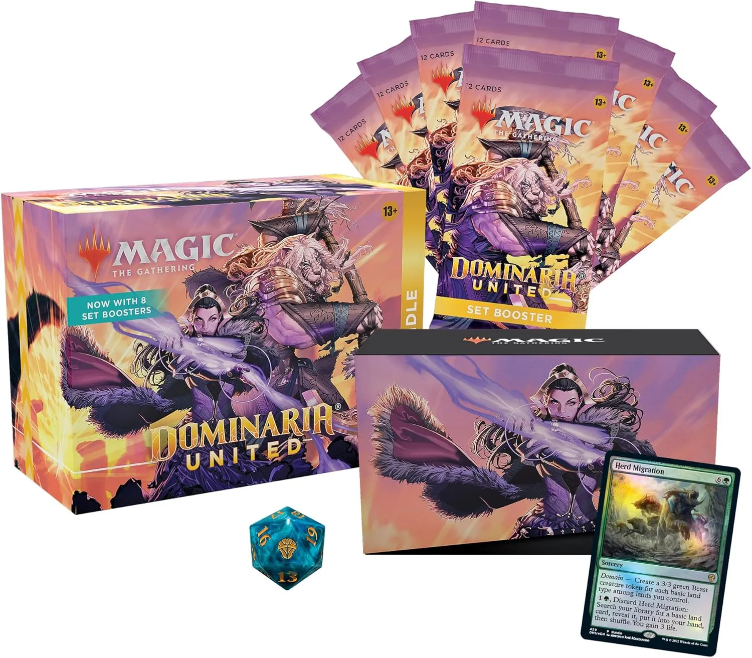 Magic: The Gathering Dominaria United Bundle | 8 Set Boosters   Accessories