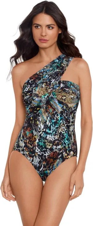 MagicSuit Women's Swimwear Mirage Goddess One Shoulder Underwire Bra One Piece Swimsuit
