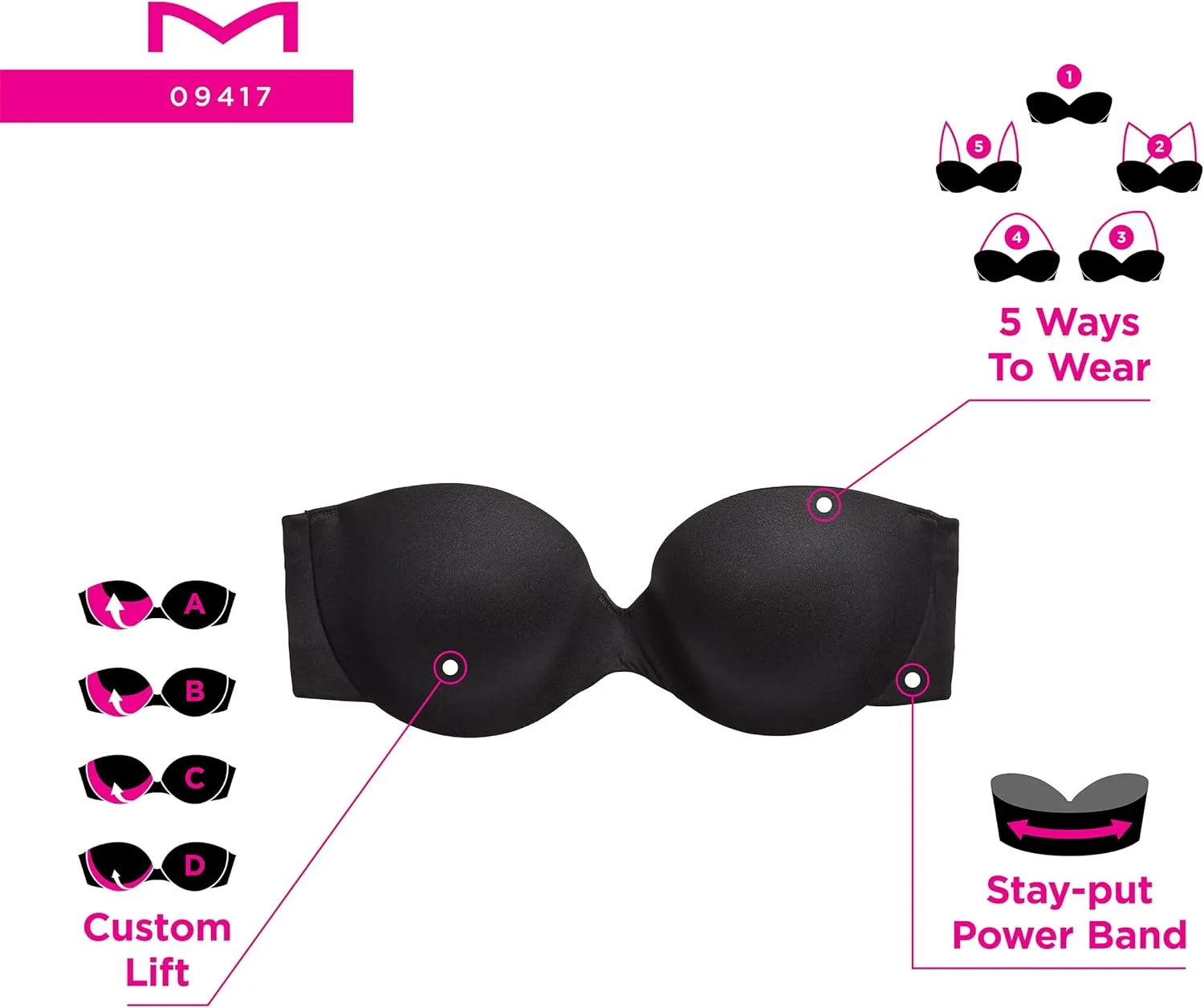 Maidenform Women's Custom Lift Strapless Underwire Bra