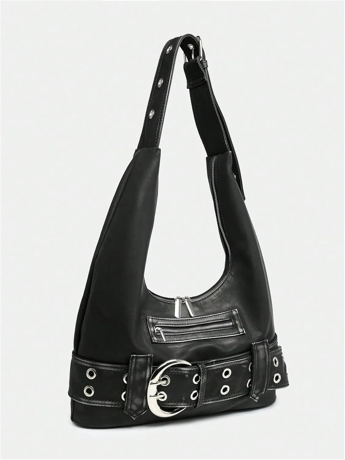 MakeMeChic Women's PU Leather Single Strap Zipper Vintage Medium Shoulder Bag Tote Handbags