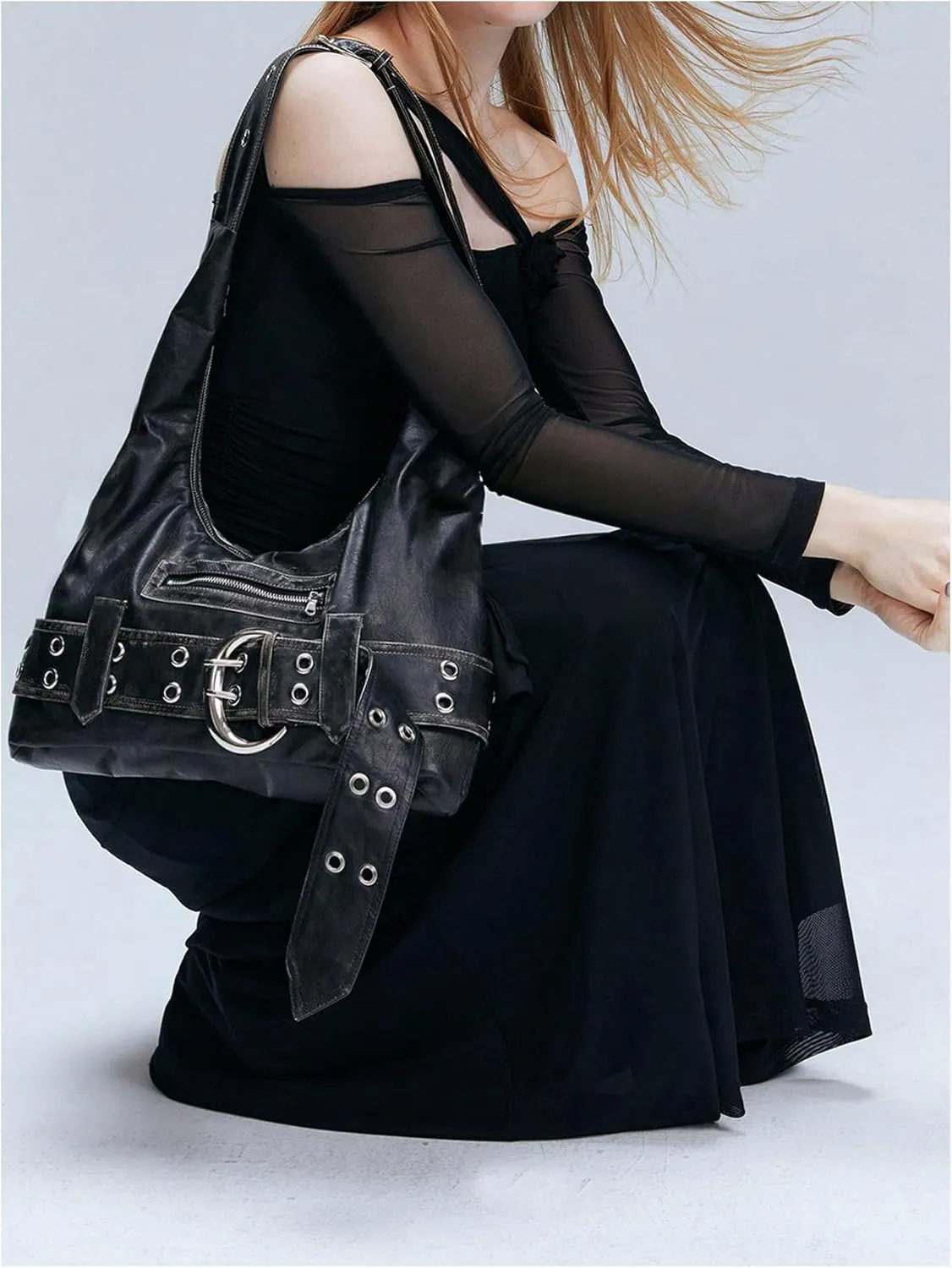 MakeMeChic Women's PU Leather Single Strap Zipper Vintage Medium Shoulder Bag Tote Handbags
