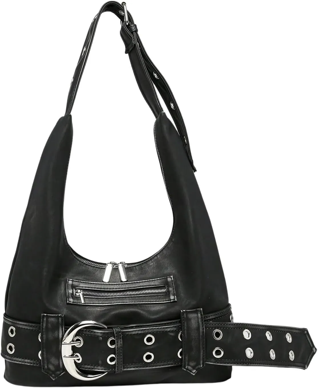 MakeMeChic Women's PU Leather Single Strap Zipper Vintage Medium Shoulder Bag Tote Handbags