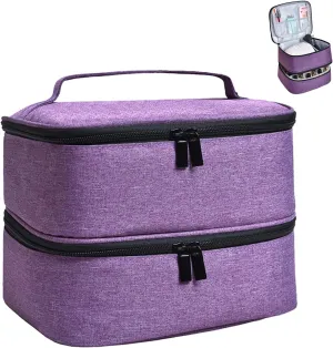 Manicure Tools Organiser Case, Detachable 2 Layers Nail Polish Nail Varnish Case Nail Varnish Storage Bag Nail Varnish Travel Carrying Case for Nail Polish Tools Kit (Empty Case) (Grey)
