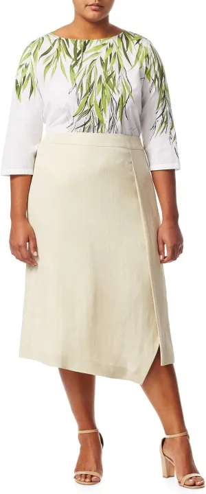 Marina Rinaldi Women's Circe Faux Wrap Skirt, Beige