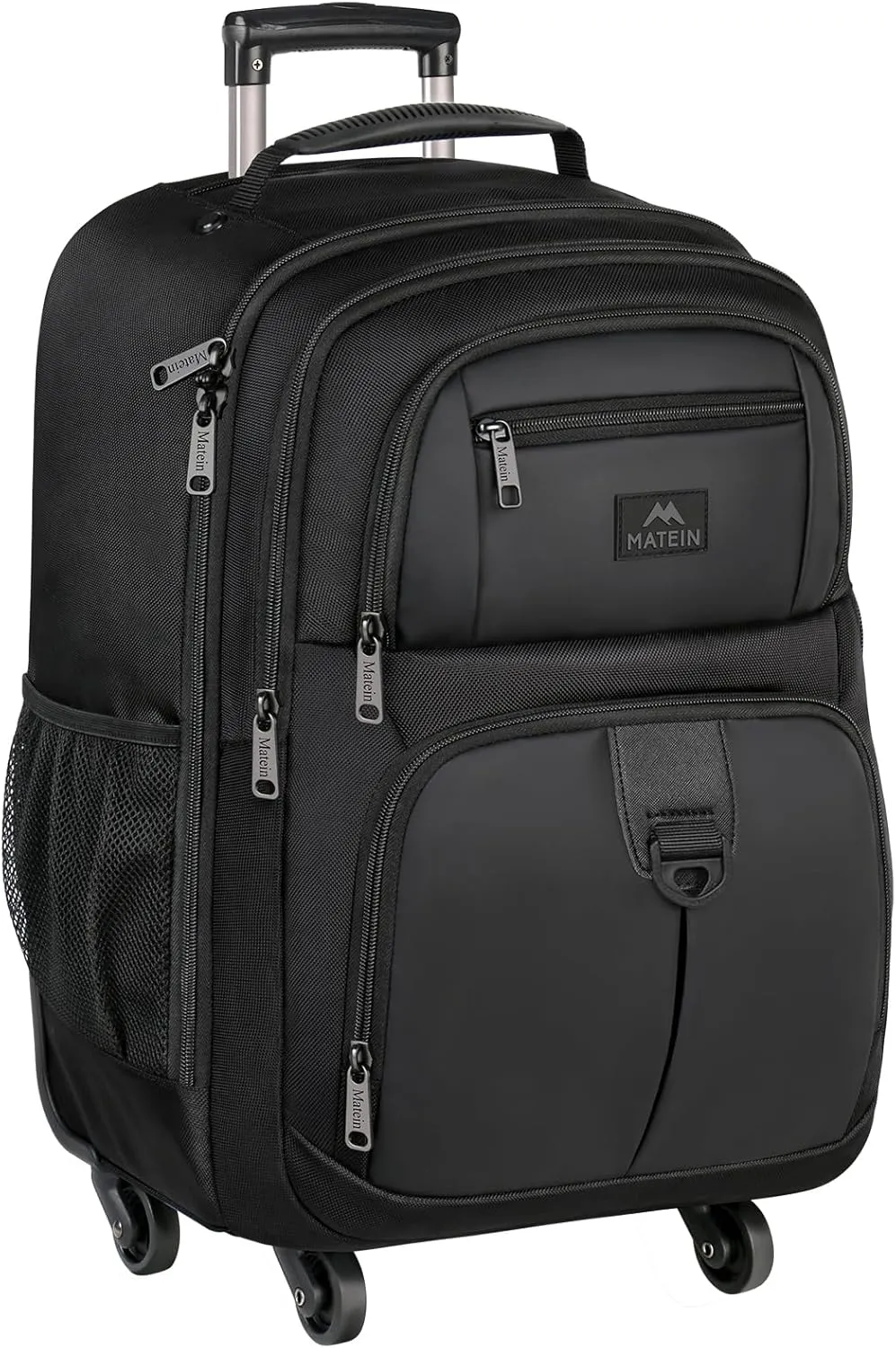 MATEIN Roller Backpack, 18 inch Large Travel Laptop Bag with 4 Wheels for Adults, Heavy Duty Wheeled Suitcase Luggage Pack for Work Business, Rolling Spinner Computer Rucksack for Men Women, Black