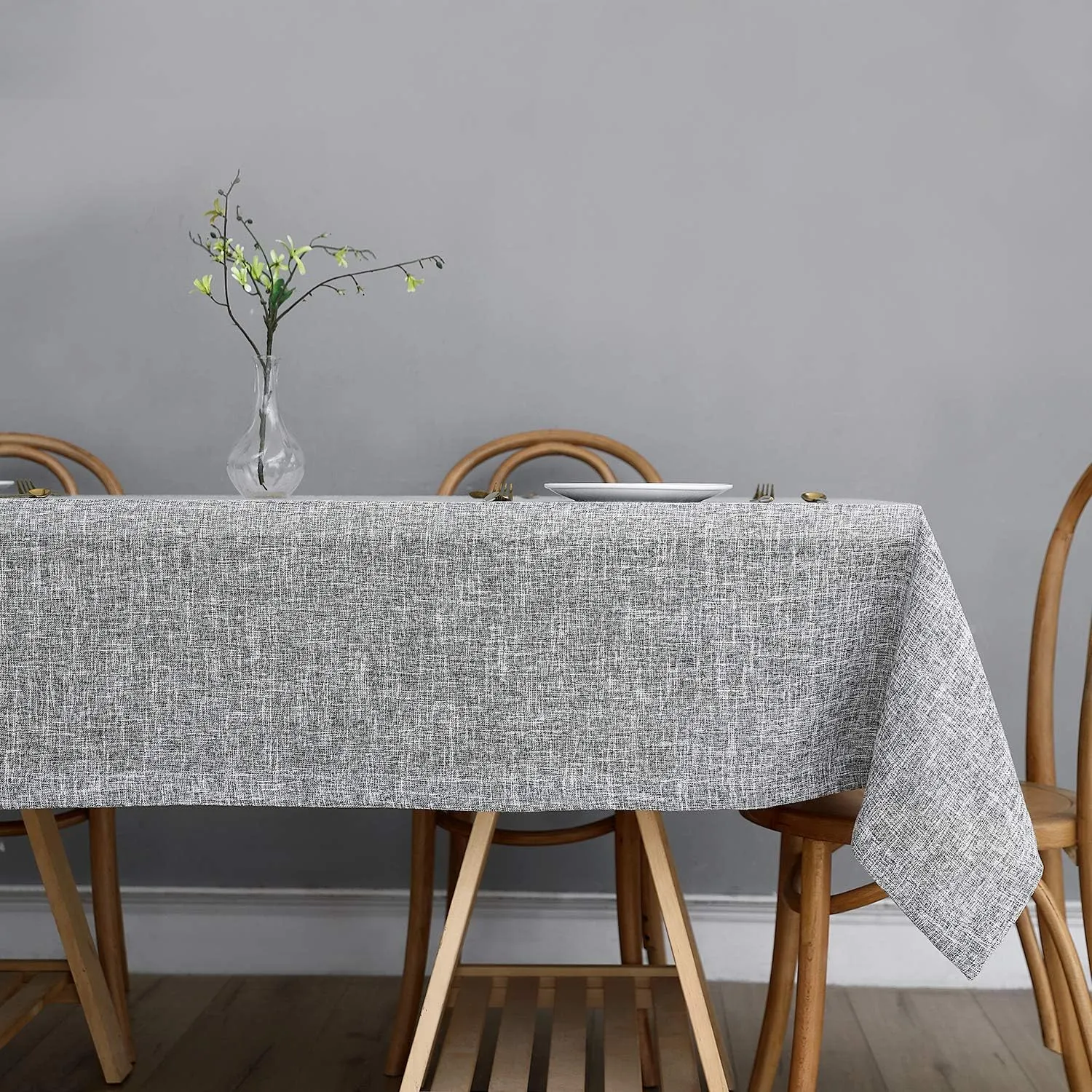 maxmill Flaxy Faux Linen Table Cloth with 2-Tone Slubby Texture Wrinkle Resistant Anti-Shrink Soft Tablecloth for Kitchen Dining Tabletop for Banquet Parties Rectangle 52 x 70 Inch Light Grey