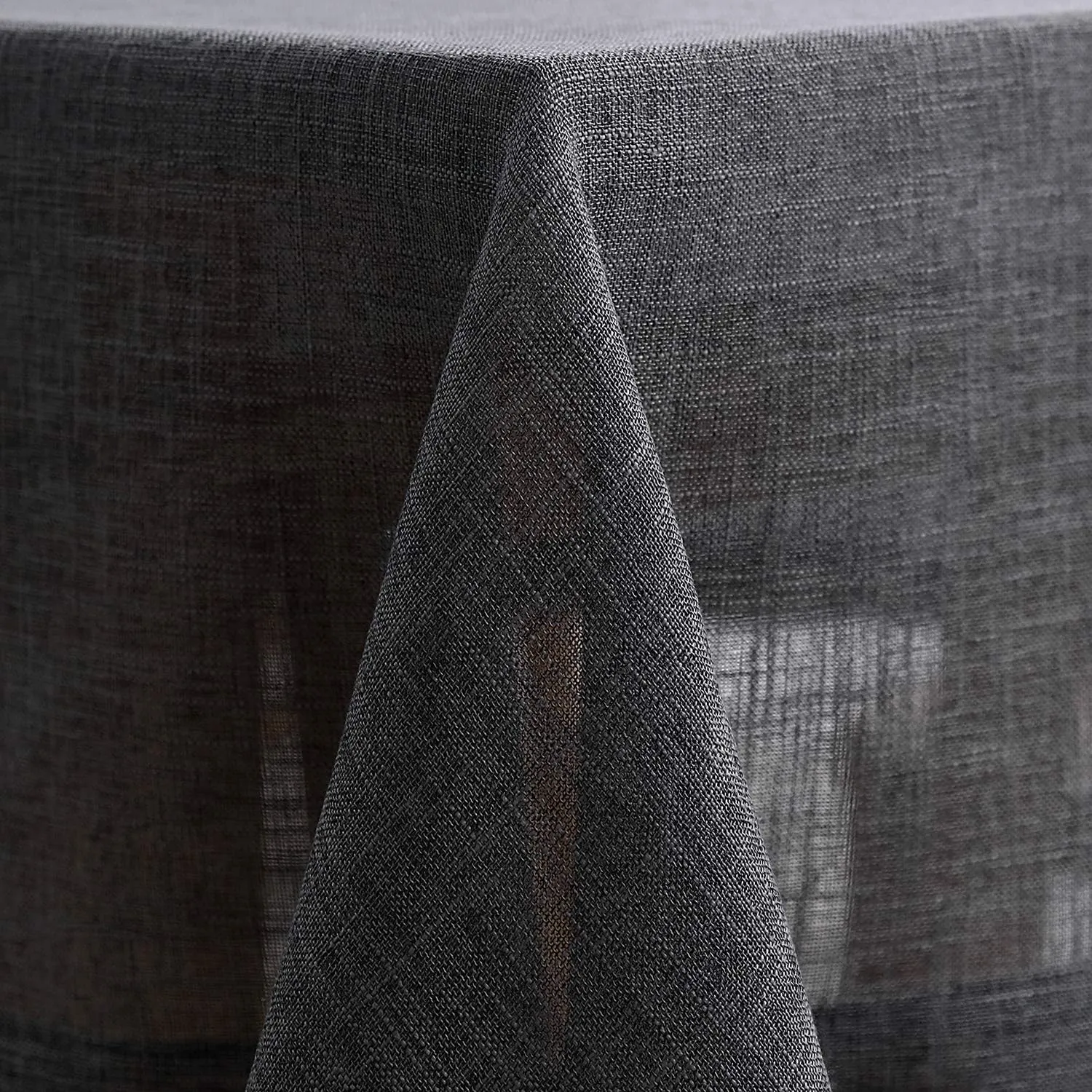 maxmill Flaxy Faux Linen Table Cloth with 2-Tone Slubby Texture Wrinkle Resistant Anti-Shrink Soft Tablecloth for Kitchen Dining Tabletop for Buffet Banquet Parties Rectangle 52 x 70 Inch Charcoa