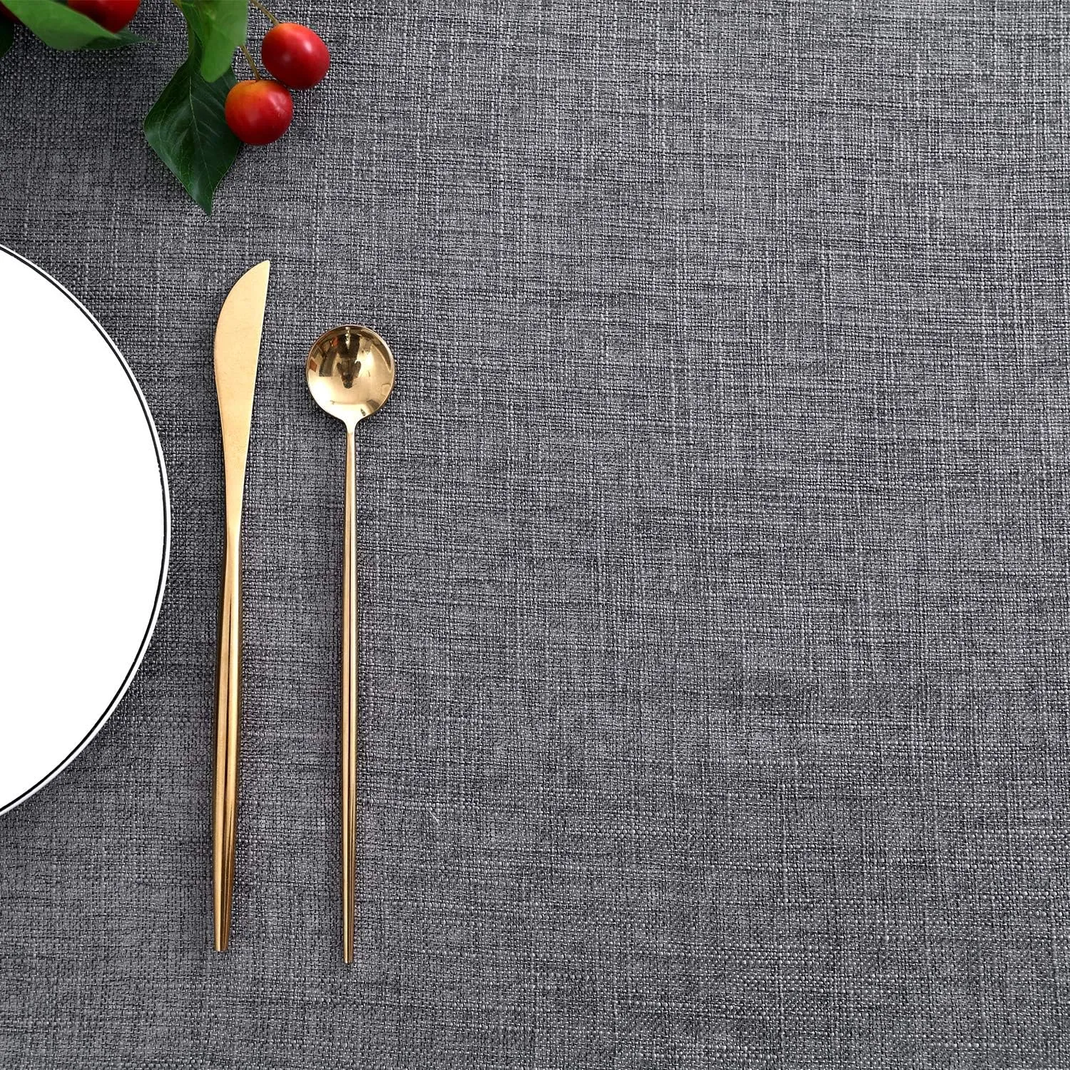 maxmill Flaxy Faux Linen Table Cloth with 2-Tone Slubby Texture Wrinkle Resistant Anti-Shrink Soft Tablecloth for Kitchen Dining Tabletop for Buffet Banquet Parties Rectangle 52 x 70 Inch Charcoa