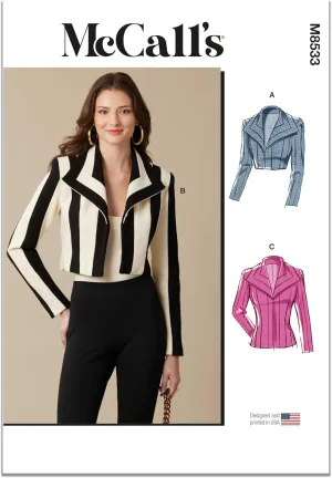 McCall's M8533K5 Misses' Boleros and Jacket Sewing Pattern Packet, Design Code M8533, Sizes 8-10-12-14-16