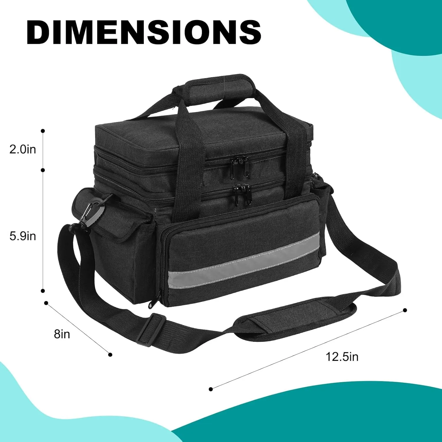 Medicine Organizer with Adjustable Divider, Double-Layer Medicine Bottle organizer Storage, Portable Home Health First Aid Bag, Medicine Organizer Box for Emergency Medications (Bag Only)