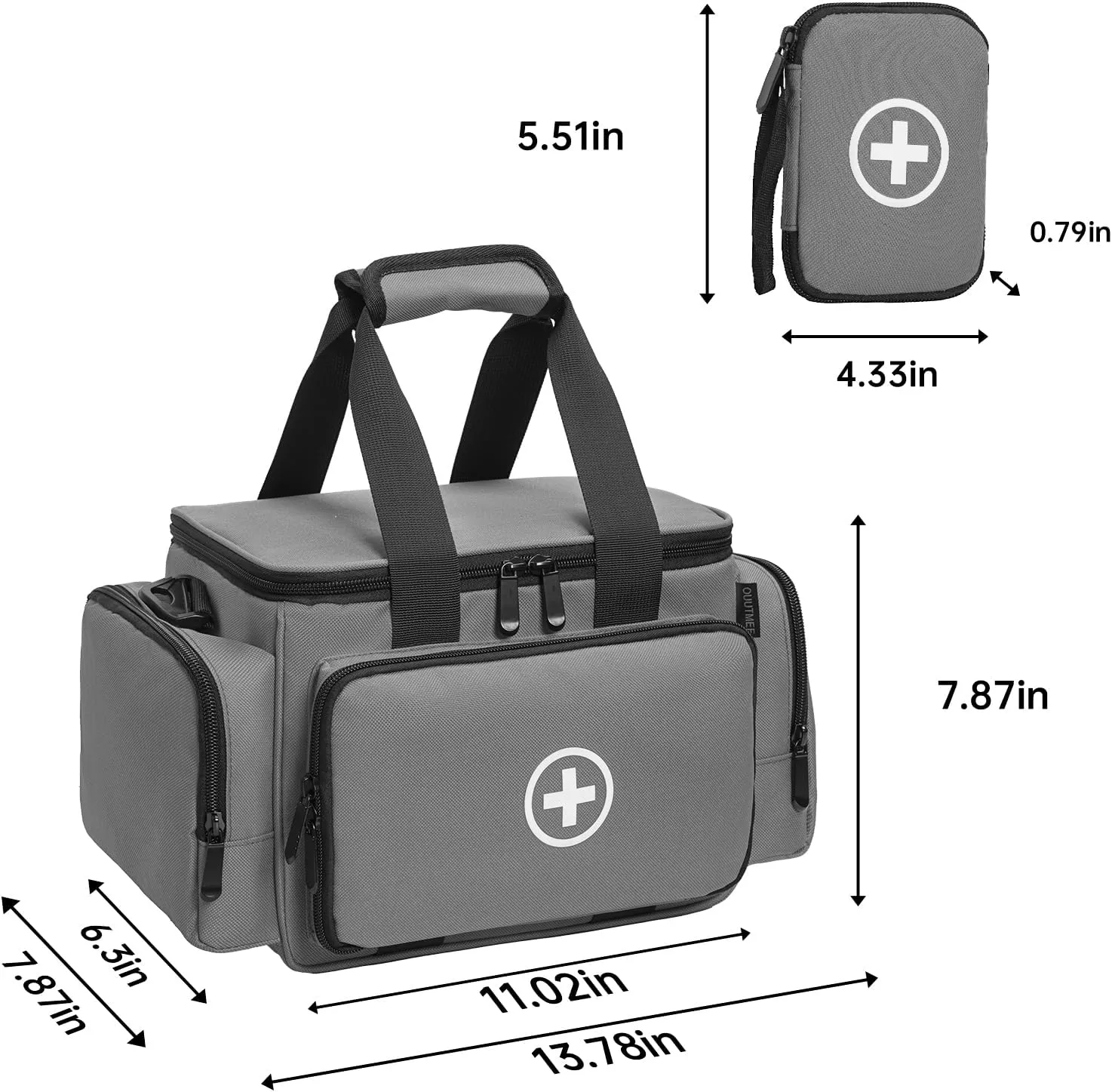 Medicine Storage Bag, Pill Bottle Organizer with Portable Small Pouch, Medication Bottle Organizer Empty with Shoulder Strap for Home Storage and Travel