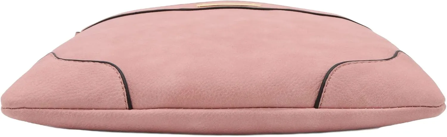 Medium Size Solid Modern Classic Crossbody Bag with Gold Plate