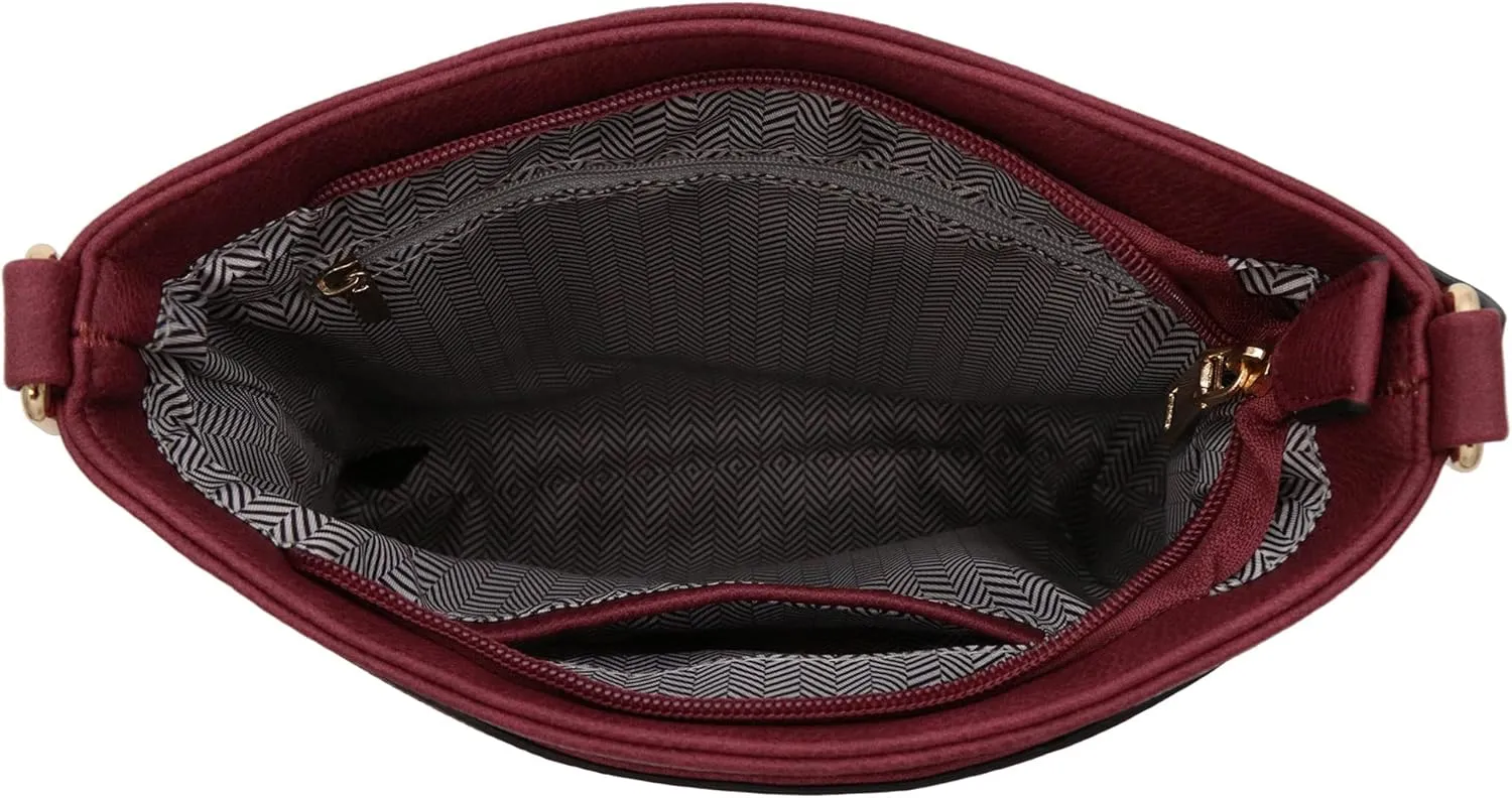 Medium Size Solid Modern Classic Crossbody Bag with Gold Plate