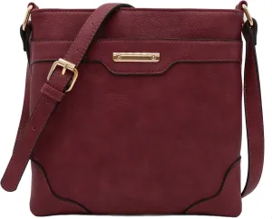 Medium Size Solid Modern Classic Crossbody Bag with Gold Plate