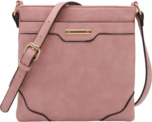 Medium Size Solid Modern Classic Crossbody Bag with Gold Plate