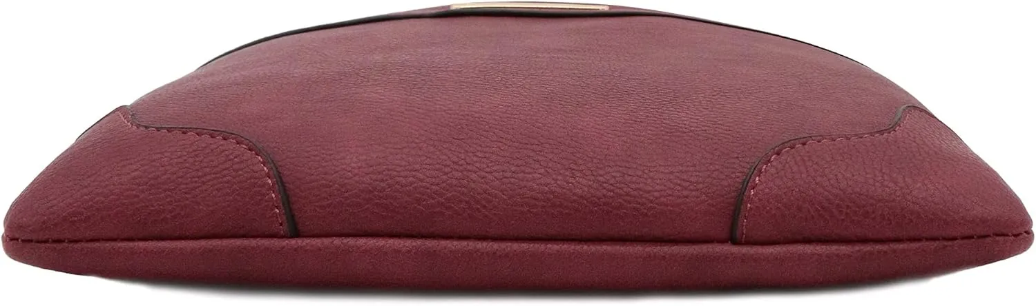 Medium Size Solid Modern Classic Crossbody Bag with Gold Plate