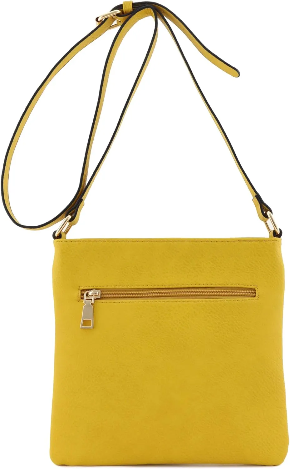Medium Size Solid Modern Classic Crossbody Bag with Gold Plate