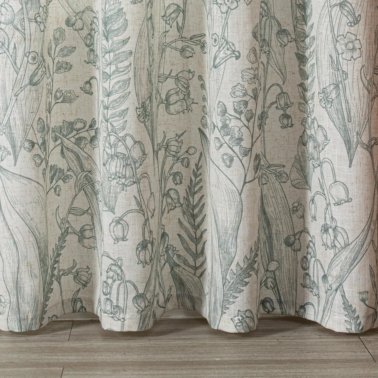 MEETSKY Floral Curtains 84 inch Long - Sage Green Curtains for Living Room Linen Textured Flowers Patterned Print Farmhouse Curtain Light Reducing Grommet Window Treatments, 52" Wide, 2 Panels Set