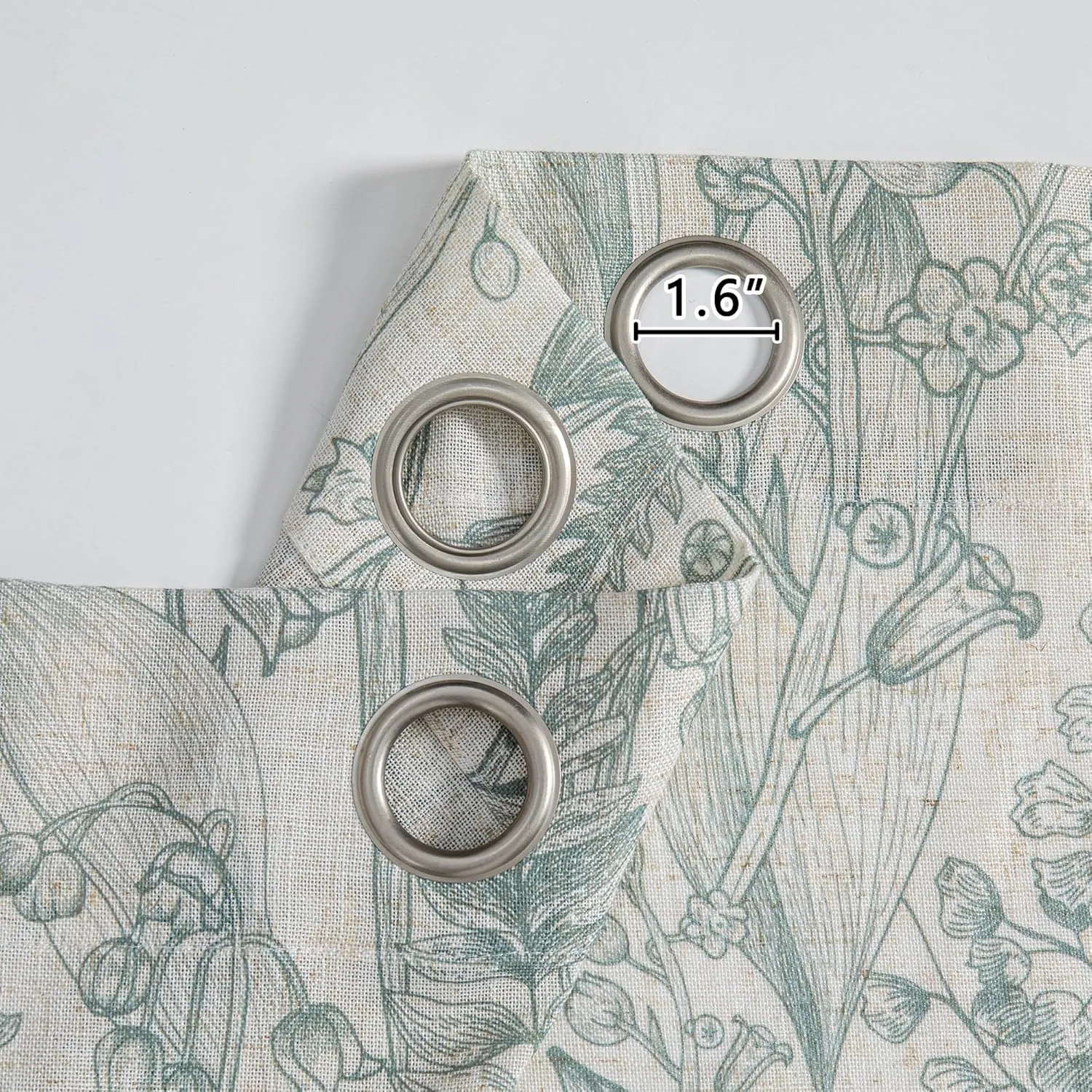 MEETSKY Floral Curtains 84 inch Long - Sage Green Curtains for Living Room Linen Textured Flowers Patterned Print Farmhouse Curtain Light Reducing Grommet Window Treatments, 52" Wide, 2 Panels Set