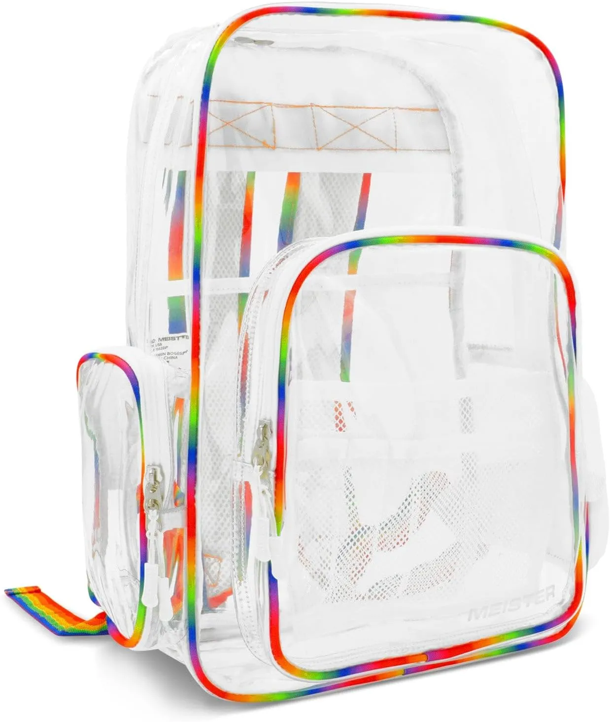 Meister All-Access Clear Backpack - Meets School & Event Security Bag Requirements - Rainbow