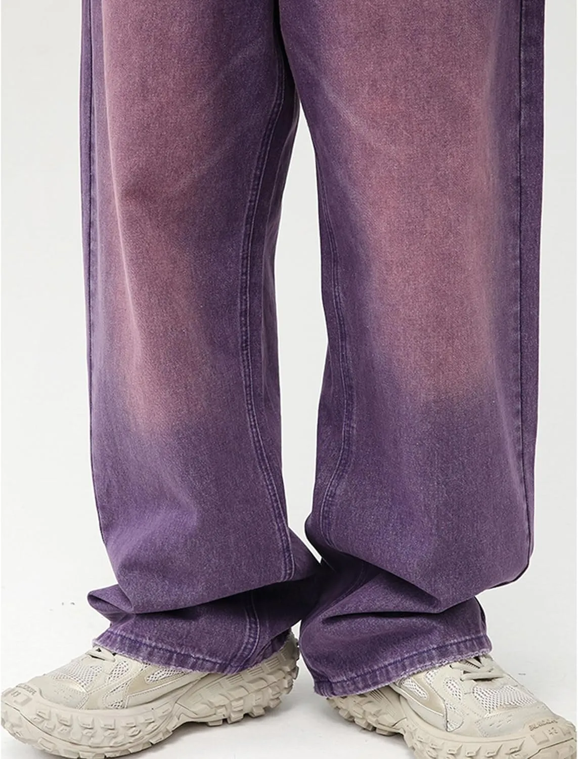 Men Baggy Jeans Y2k Hip Hop Skater Jeans Vintage Purple Jeans Loose Fit Demin Pants Streetwear