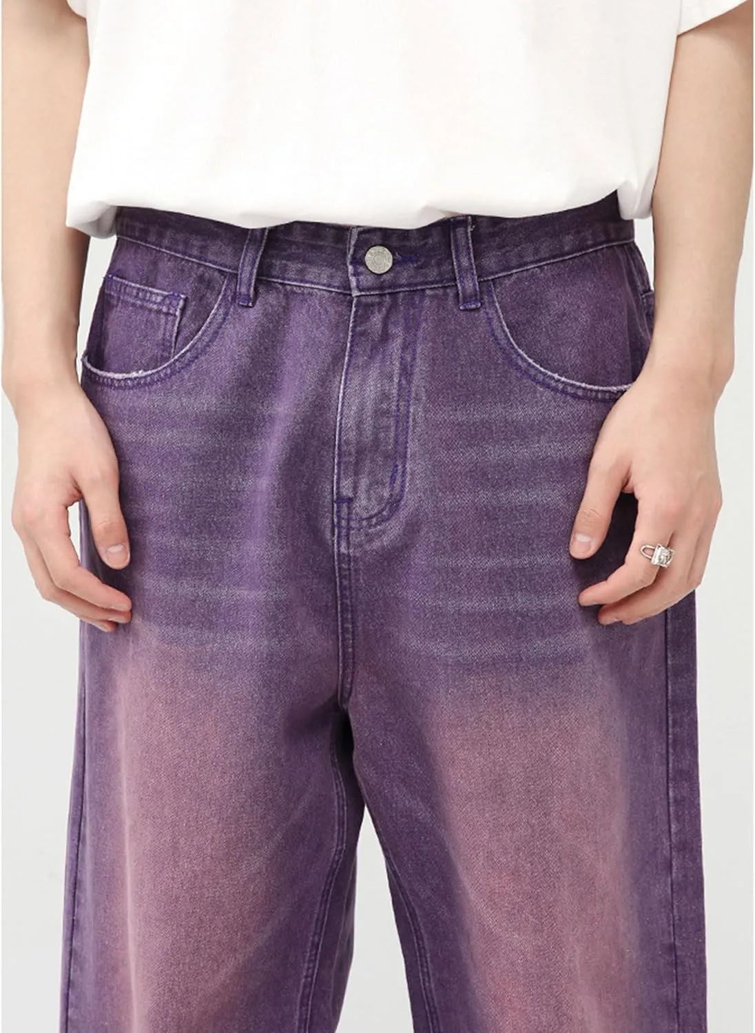 Men Baggy Jeans Y2k Hip Hop Skater Jeans Vintage Purple Jeans Loose Fit Demin Pants Streetwear