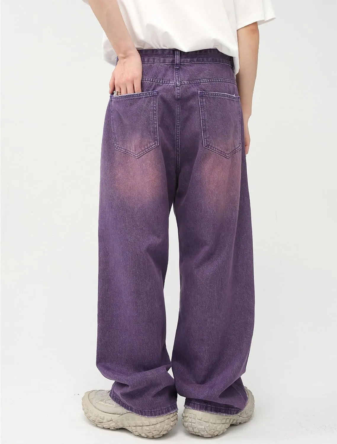 Men Baggy Jeans Y2k Hip Hop Skater Jeans Vintage Purple Jeans Loose Fit Demin Pants Streetwear