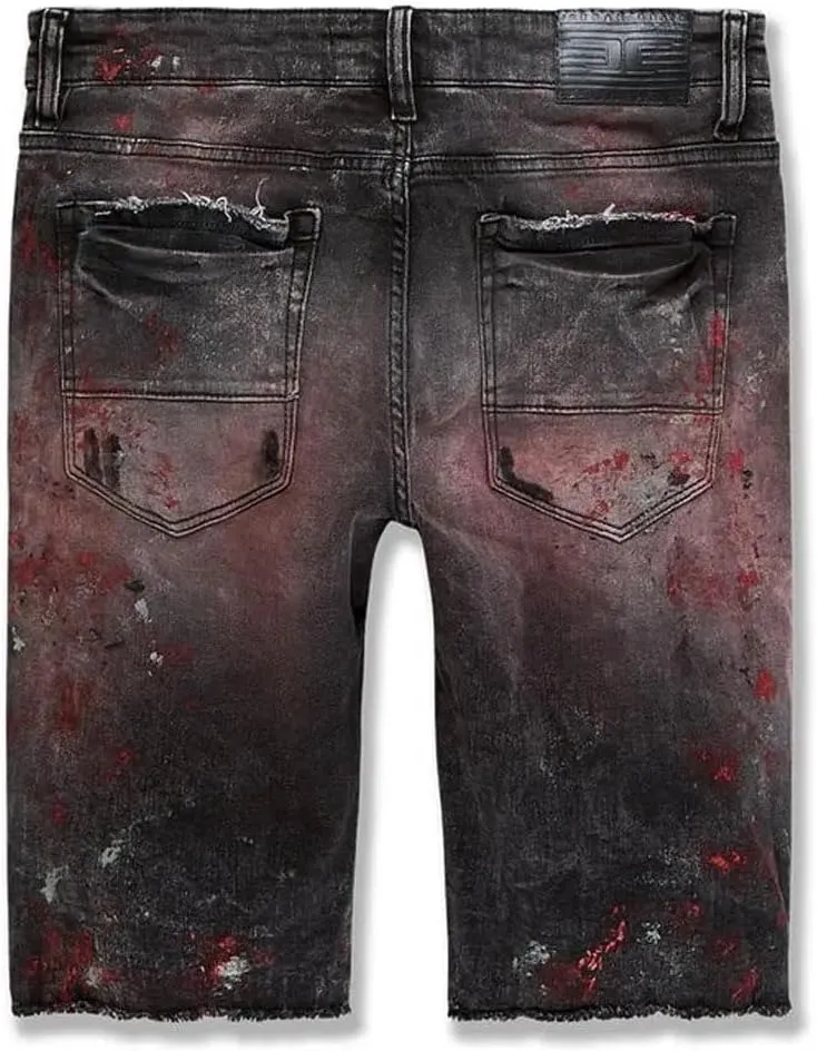 Men Vegas Striped Denim Shorts (Bred)