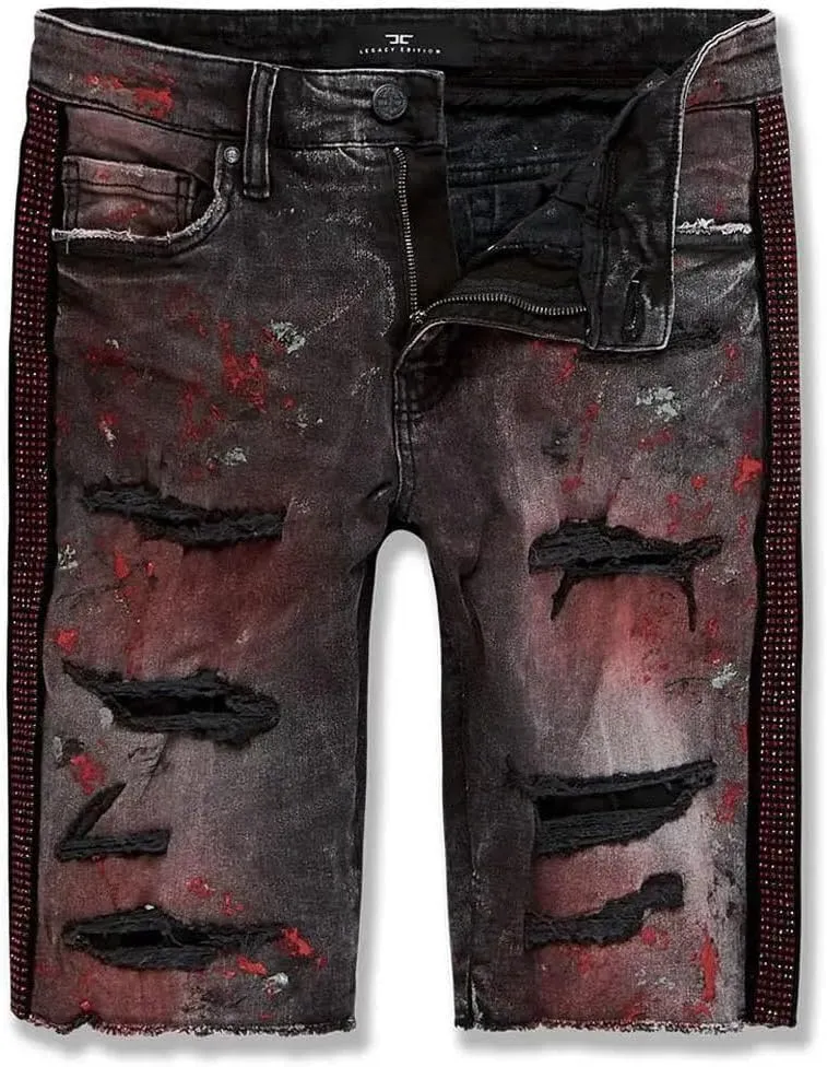 Men Vegas Striped Denim Shorts (Bred)