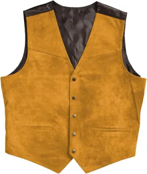 Men's Artificial Suede Leather Suit Vest Casual Cowboy Western Classic Wedding V Neck Waistcoat Vest